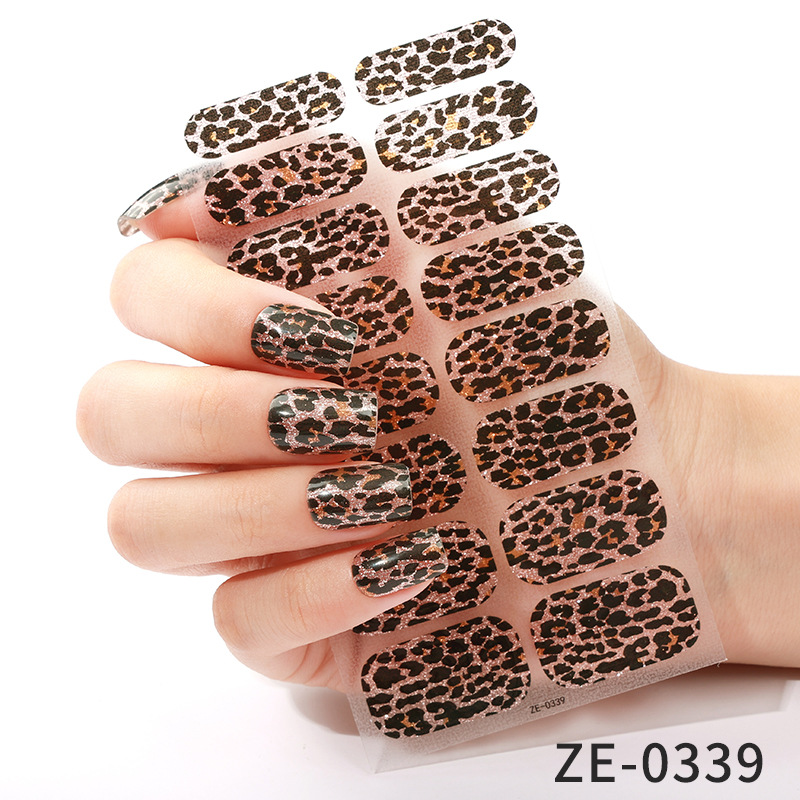 Nail Art Leopard - 16 ไอเดียลายเสือดาวแบบไล่เฉดสี ผงหัวหอมสำหรับทำเล็บแบบฝรั่งเศส ฟิล์มติดเล็บแบบแห้งสนิท สติ๊กเกอร์ติดเล็บ