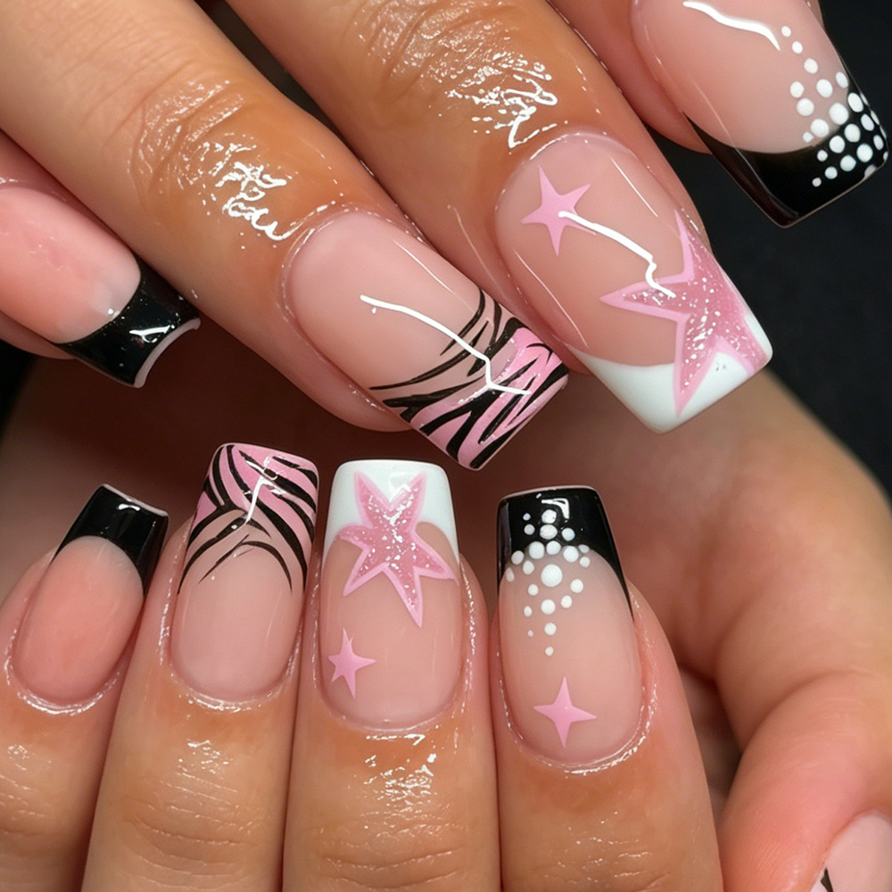 24 ชิ้น เล็บปลอมลายทางม้าลายสี - Nail Art Zebra บทวิจารณ์และราคา
