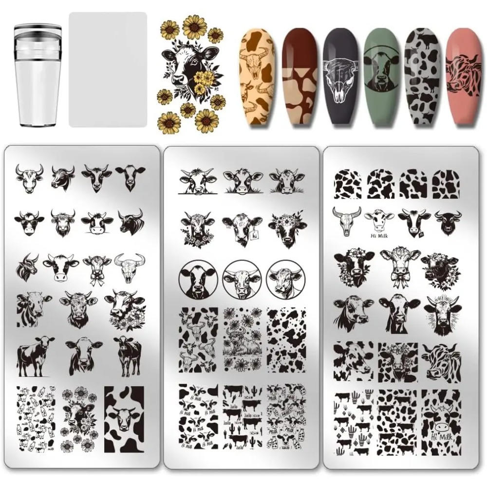 แผ่นปั๊มลายเล็บลายวัว 3 ชิ้น 5 - Nail Art Leopard บทวิจารณ์และราคา