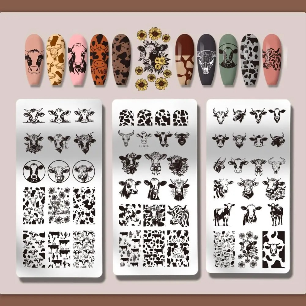 แผ่นปั๊มลายเล็บลายวัว 3 ชิ้น 5 - Nail Art Leopard บทวิจารณ์และราคา