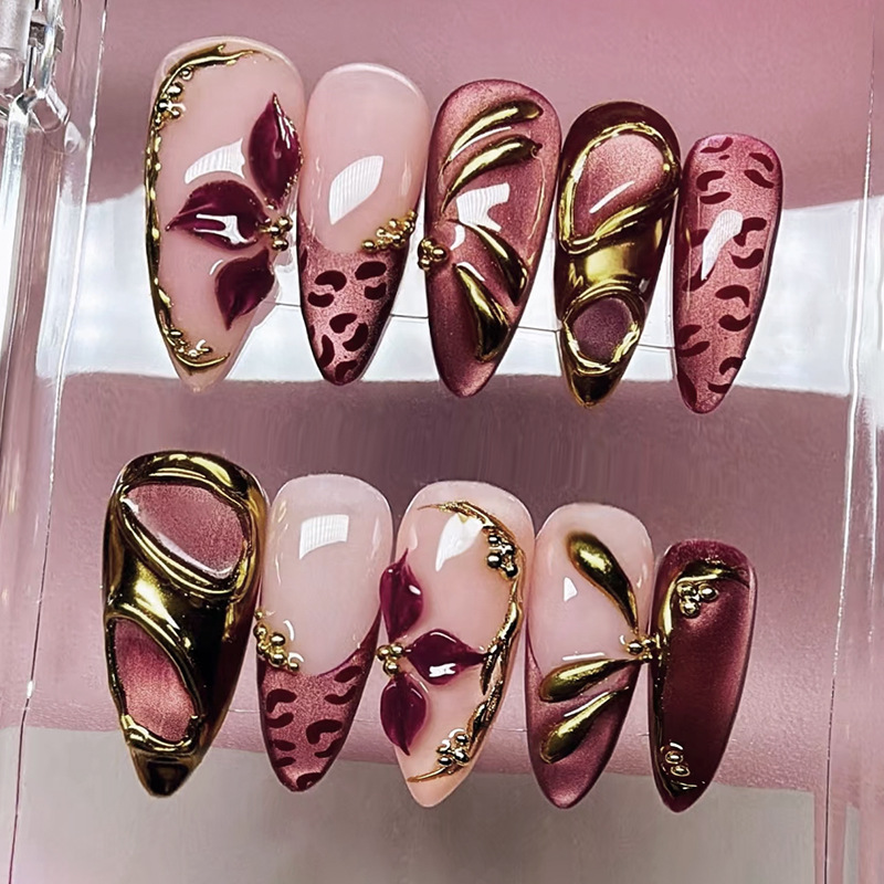 24 ชิ้น เล็บปลอมลายเสือดาวทรงอ - Nail Art Leopard บทวิจารณ์และราคา