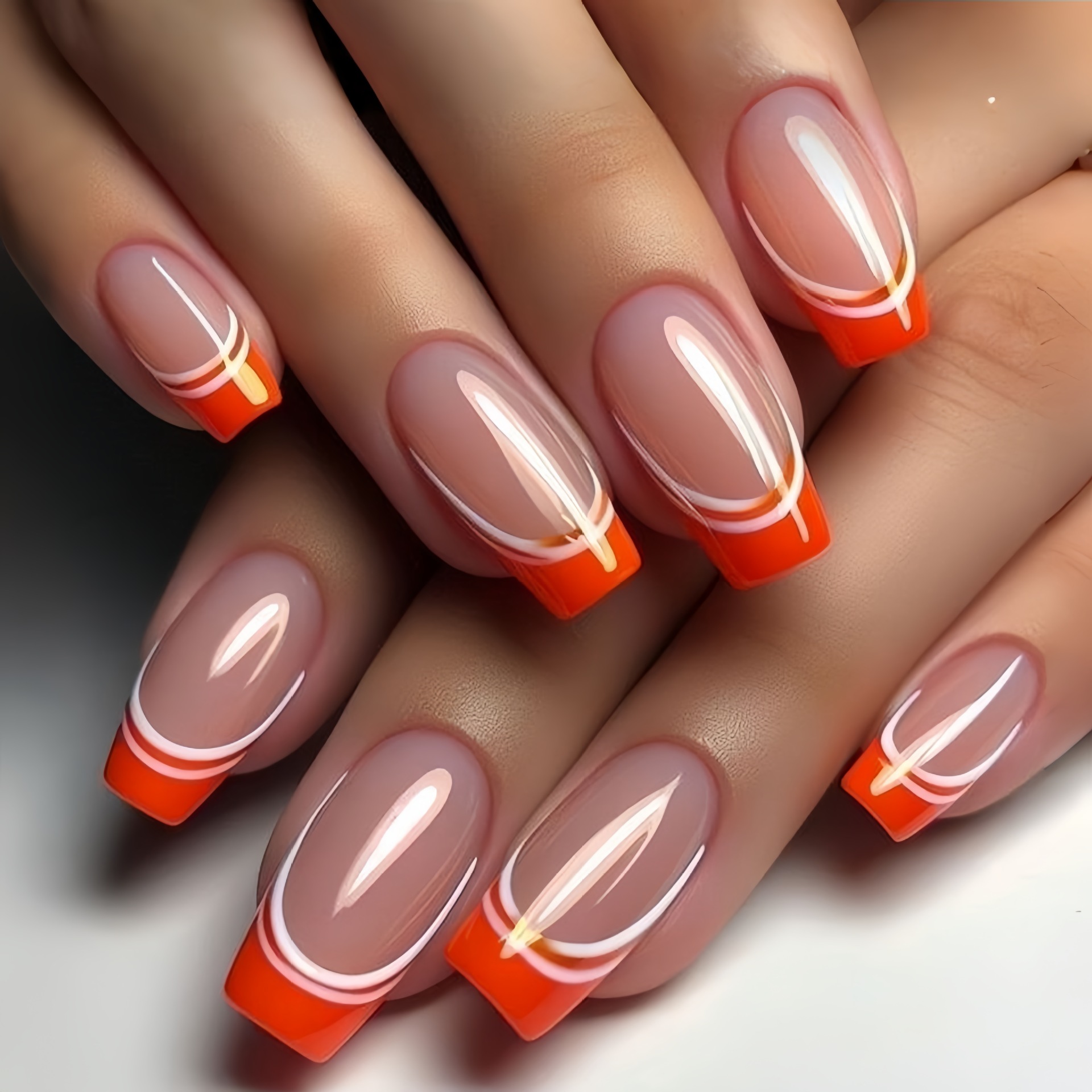 เล็บปลอมแบบสั้น-กลาง สีไล่ระดั - Nail Art Aesthetic บทวิจารณ์และราคา