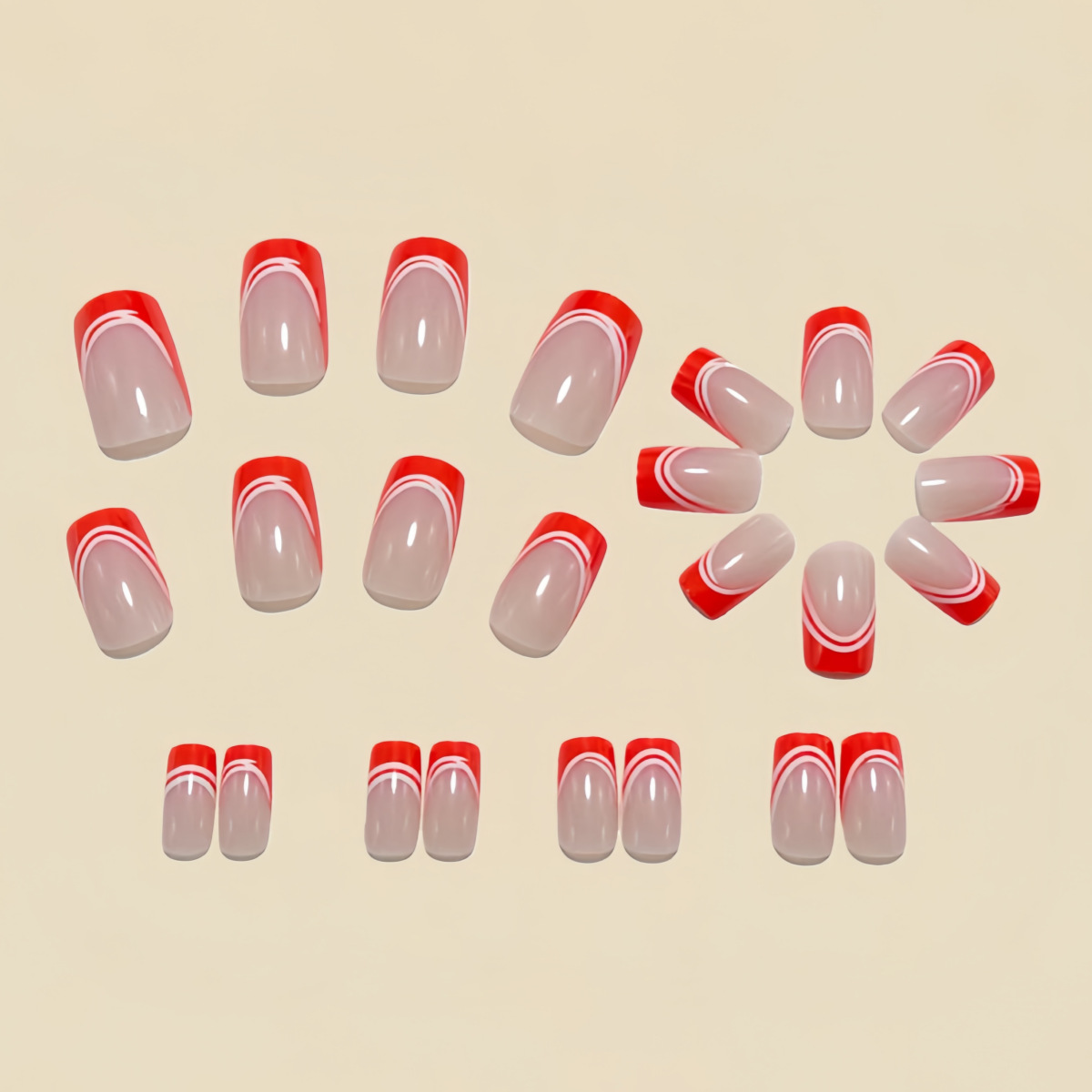 เล็บปลอมแบบสั้น-กลาง สีไล่ระดั - Nail Art Aesthetic บทวิจารณ์และราคา