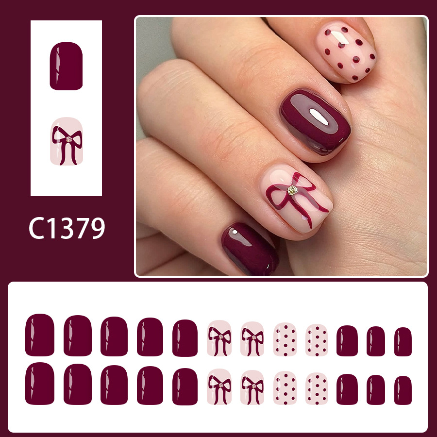 เล็บปลอมสั้นทรงเหลี่ยมแบบกดติด - Nail Art Aesthetic บทวิจารณ์และราคา