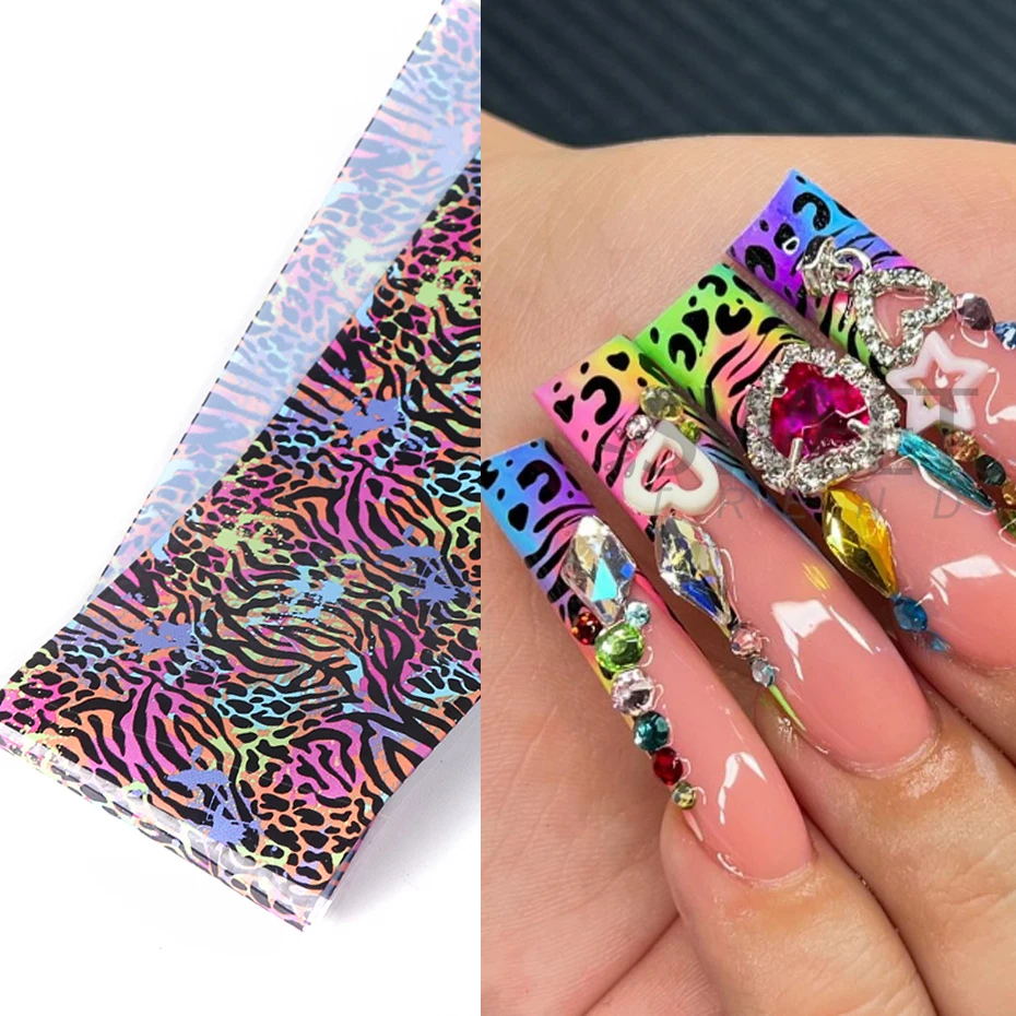 10pcs สีสันเสือดาวพิมพ์เล็บโอน - Nail Art Leopard บทวิจารณ์และราคา