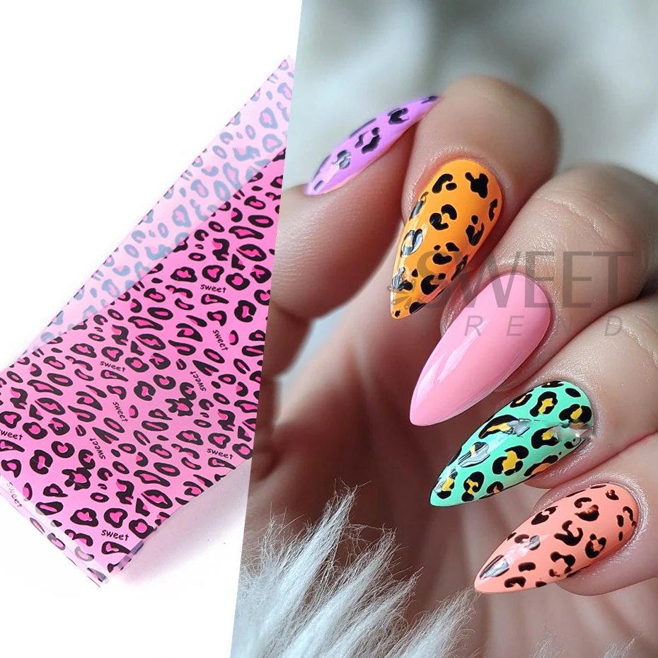 10pcs สีสันเสือดาวพิมพ์เล็บโอน - Nail Art Leopard บทวิจารณ์และราคา