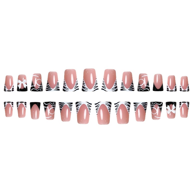 เล็บปลอมแบบติดกาวลายเป็ดสีดำเร - Nail Art Zebra บทวิจารณ์และราคา