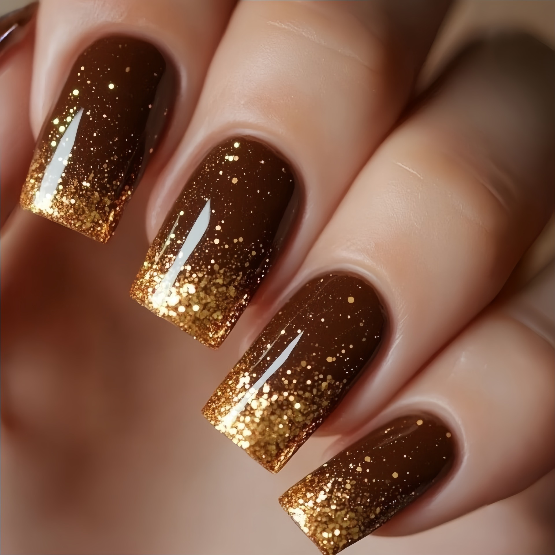 เล็บปลอมแบบสั้น-กลาง สีไล่ระดั - Nail Art Aesthetic บทวิจารณ์และราคา