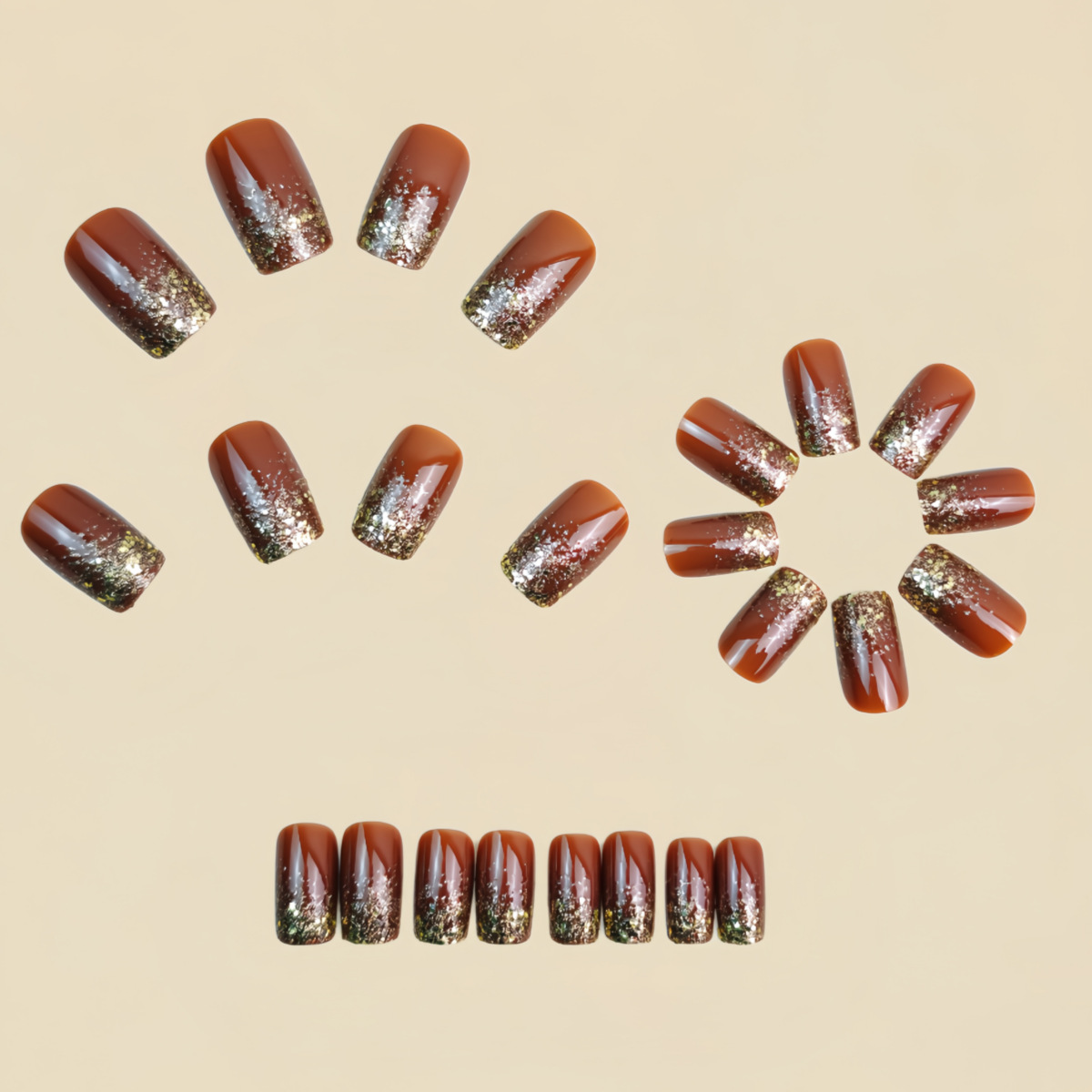เล็บปลอมแบบสั้น-กลาง สีไล่ระดั - Nail Art Aesthetic บทวิจารณ์และราคา